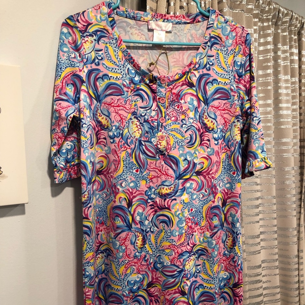Stella Parker Women's UPF 50 Henley Neck Button Up Dress